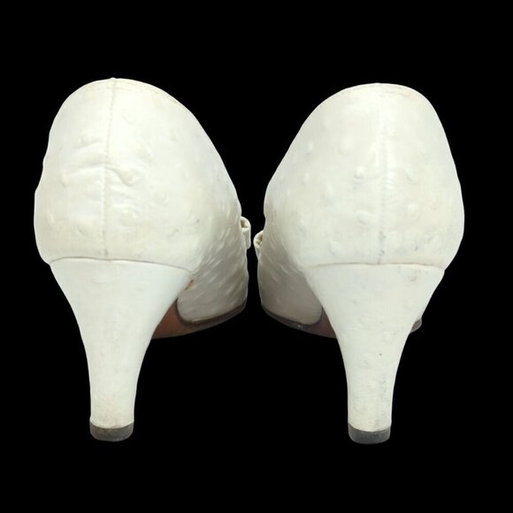 Paul Allan Vintage White Leather Heels, Women's 5.5AAA - Picture 3 of 11